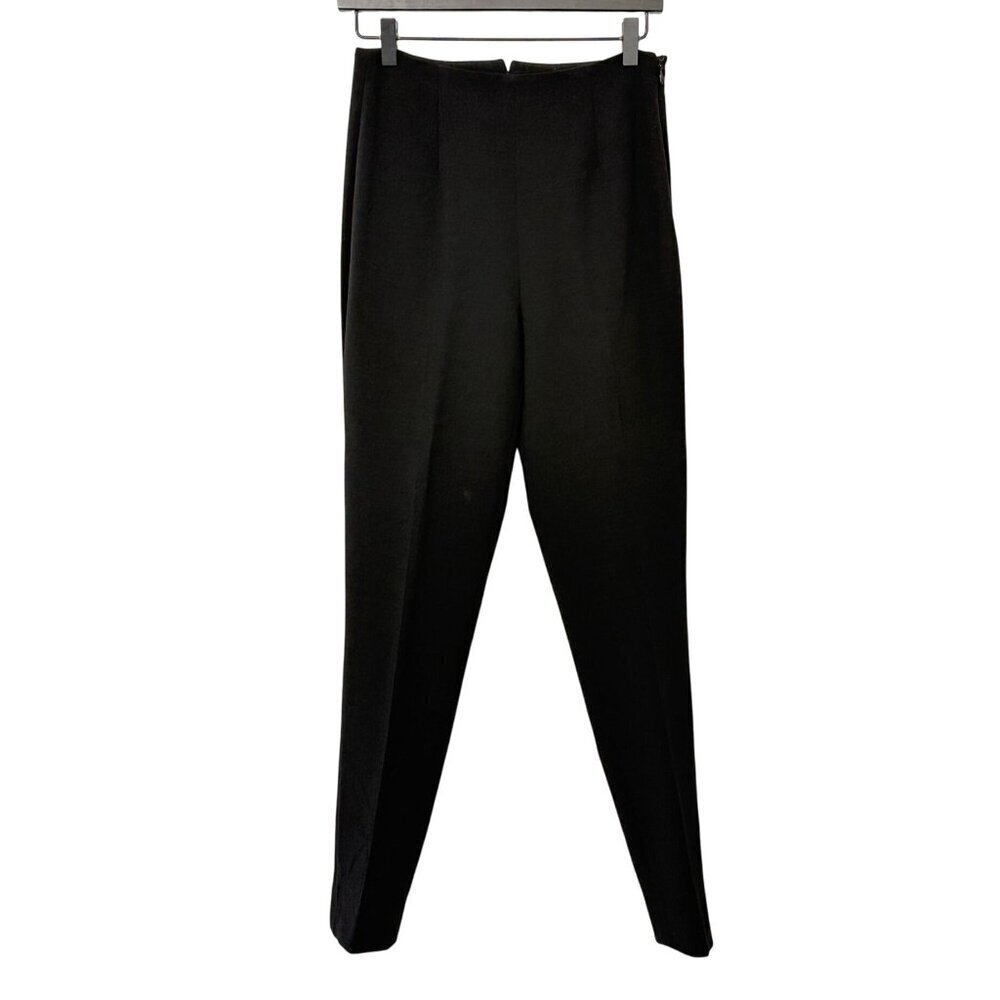 Ralph Lauren Collection Purple Label Womens Black Wool Pants Ankle Side Zip SZ 4